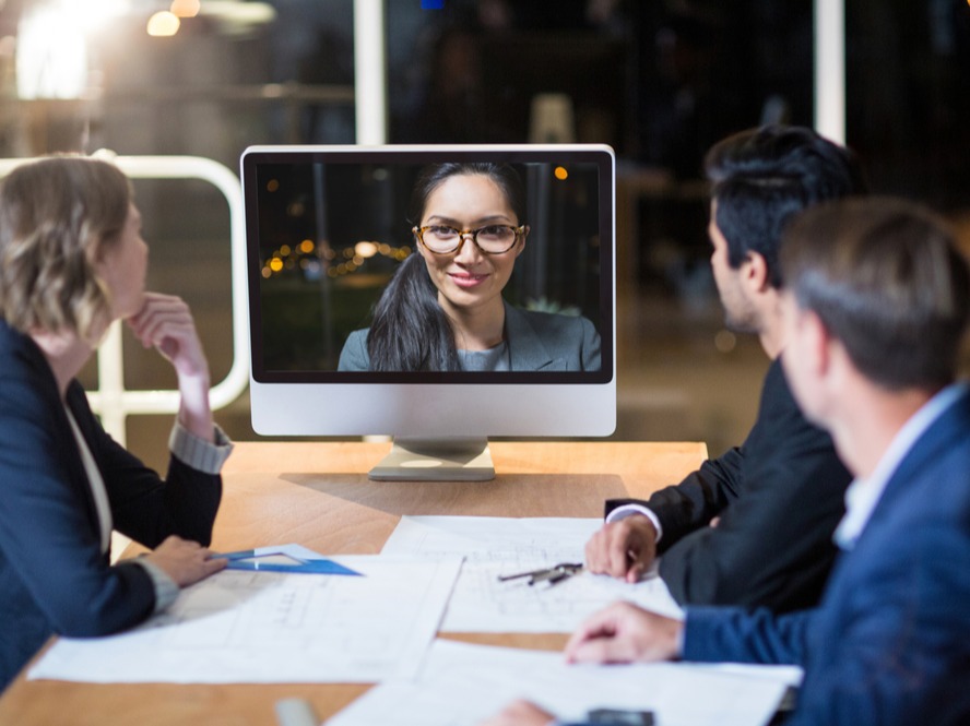 Business team having video conference in the conference room-1